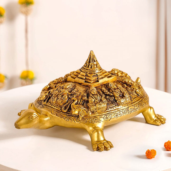 Tortoise With Shree Yantra Brass Statue