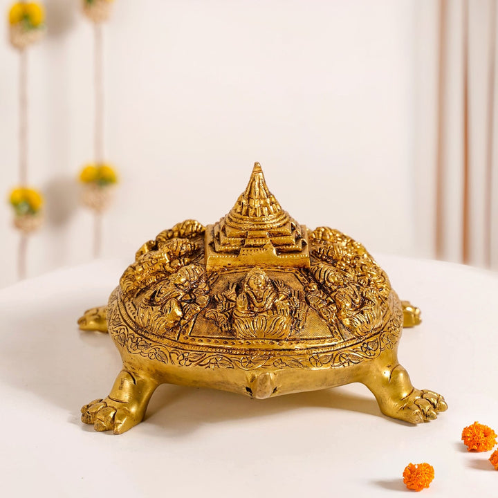 Tortoise With Shree Yantra Brass Statue