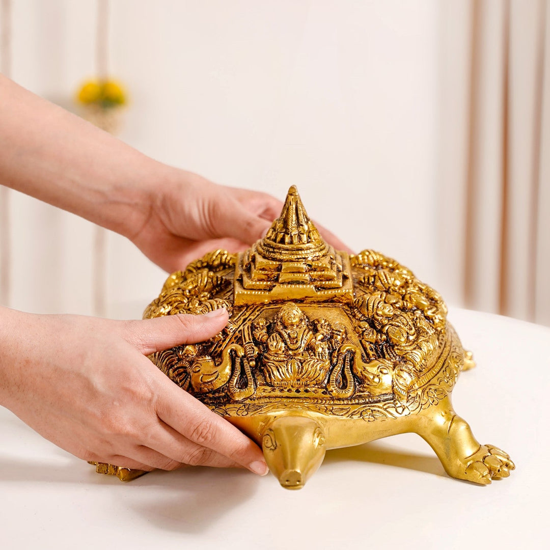 Tortoise With Shree Yantra Brass Statue