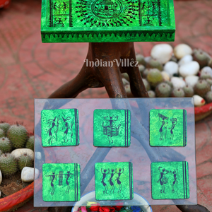 Saura Art Themed Hand Painted Tray with Coasters