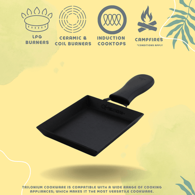 Trilonium Triple Seasoned Iron Square Omelette Pan - Japanese Tamagoyaki Egg Pan | Black | 1 Pc