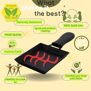Trilonium Triple Seasoned Iron Square Omelette Pan - Japanese Tamagoyaki Egg Pan | Black | 1 Pc