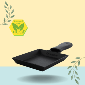 Trilonium Triple Seasoned Iron Square Omelette Pan - Japanese Tamagoyaki Egg Pan | Black | 1 Pc