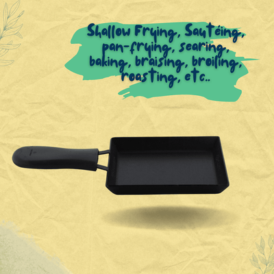 Trilonium Triple Seasoned Iron Square Omelette Pan - Japanese Tamagoyaki Egg Pan | Black | 1 Pc