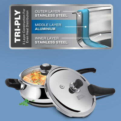 Pressure Cooker Outer Lid Curve Triply (Milton Procook)