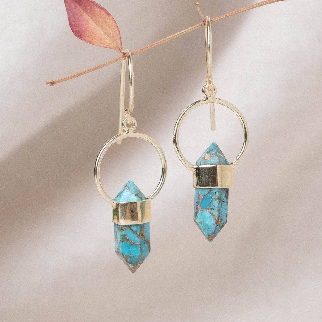 Genuine Turquoise Crystal Point Earring