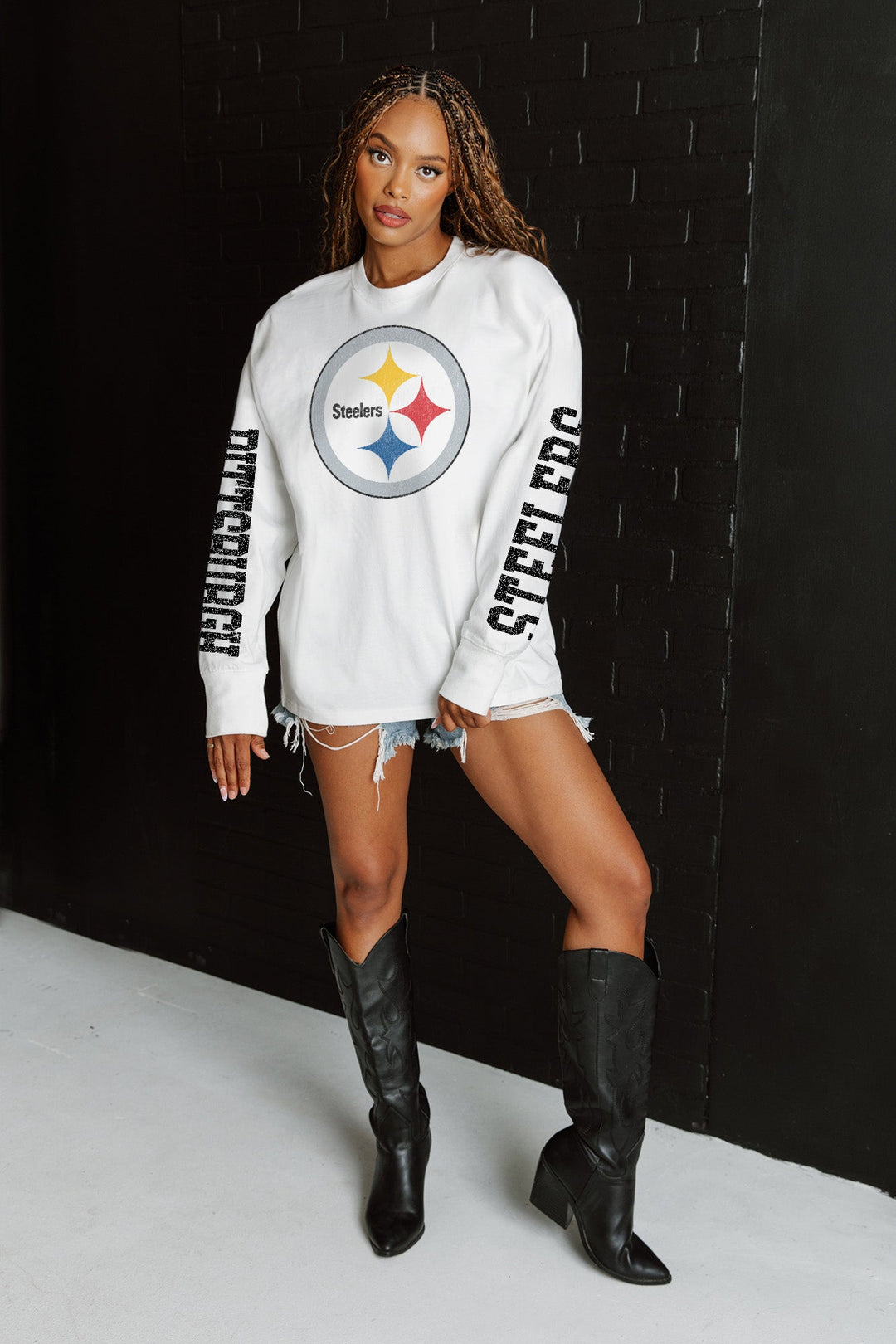 PITTSBURGH STEELERS GAME PLAN OVERSIZED MIDWEIGHT LONG SLEEVE TEE