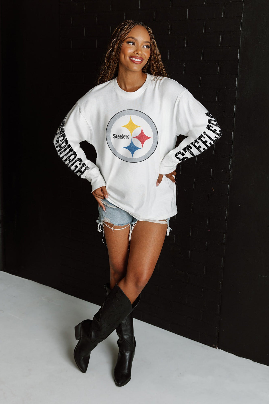 PITTSBURGH STEELERS GAME PLAN OVERSIZED MIDWEIGHT LONG SLEEVE TEE