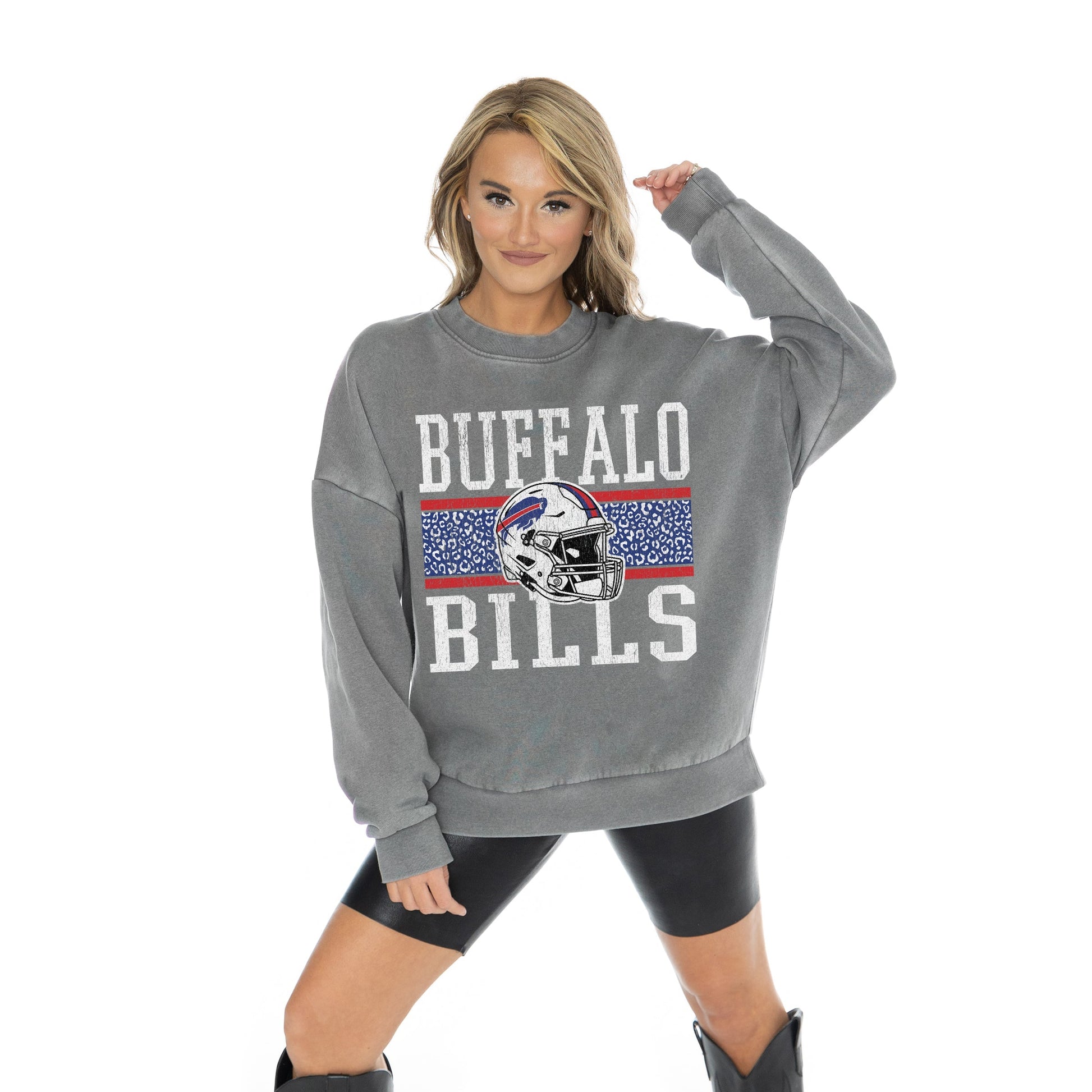 BUFFALO BILLS IN THE WILD VINTAGE WASH OVERSIZED CREWNECK FLEECE