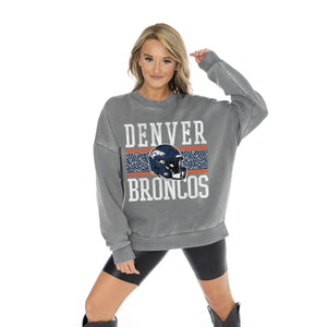 DENVER BRONCOS IN THE WILD VINTAGE WASH OVERSIZED CREWNECK FLEECE