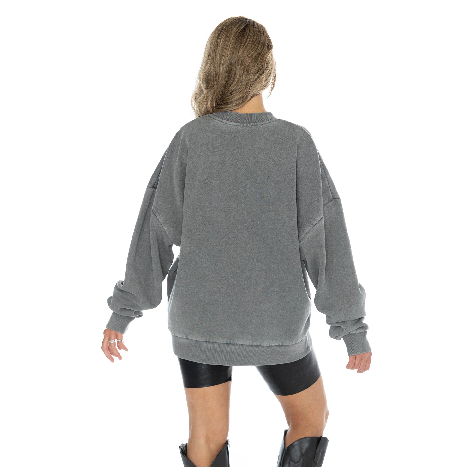 DENVER BRONCOS IN THE WILD VINTAGE WASH OVERSIZED CREWNECK FLEECE