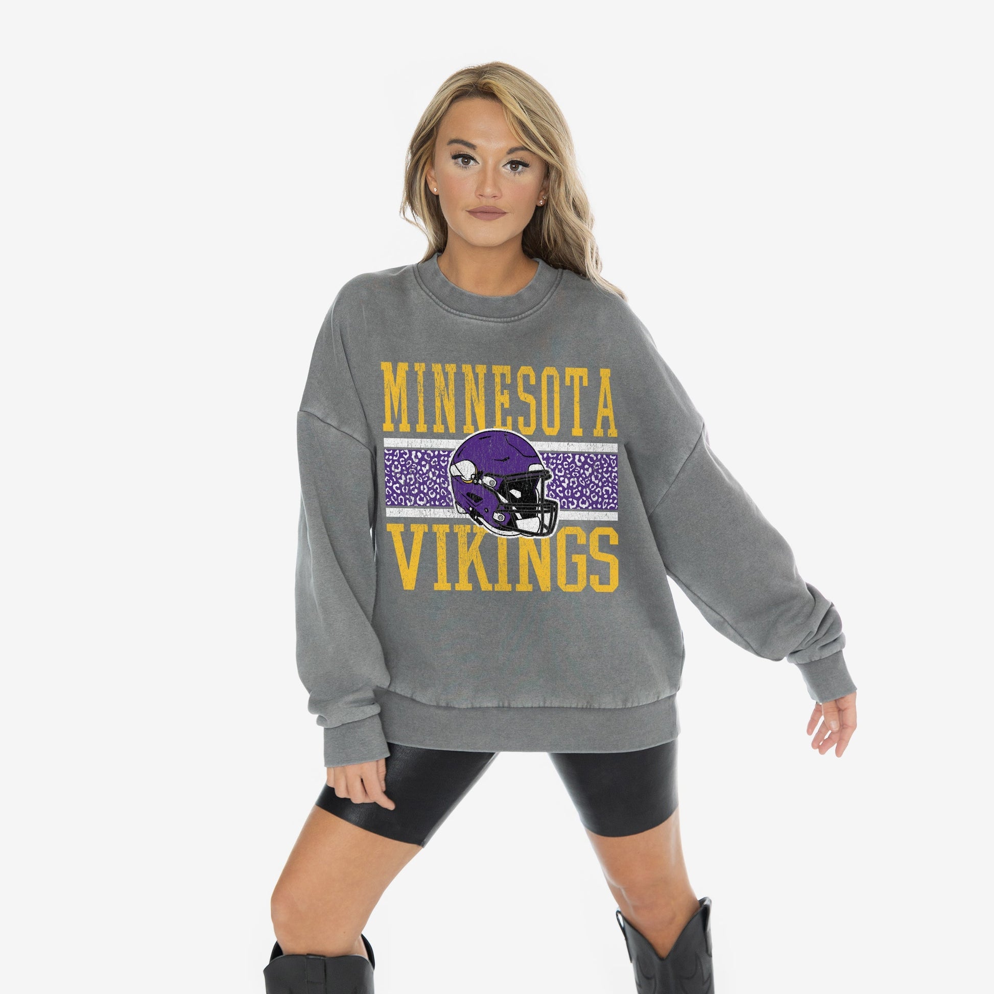 MINNESOTA VIKINGS IN THE WILD VINTAGE WASH OVERSIZED CREWNECK FLEECE