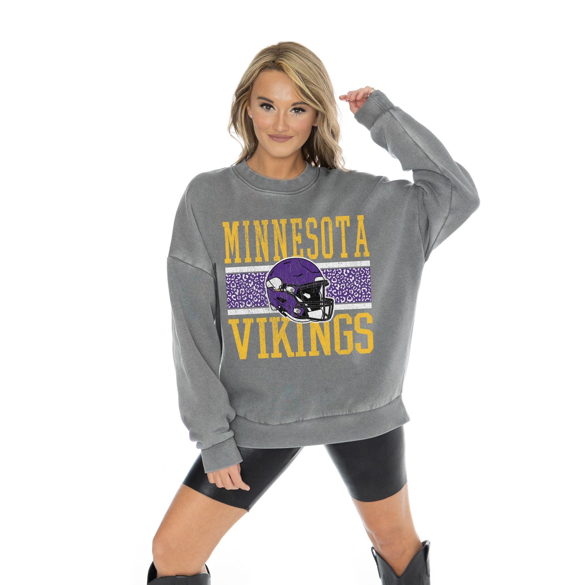 MINNESOTA VIKINGS IN THE WILD VINTAGE WASH OVERSIZED CREWNECK FLEECE