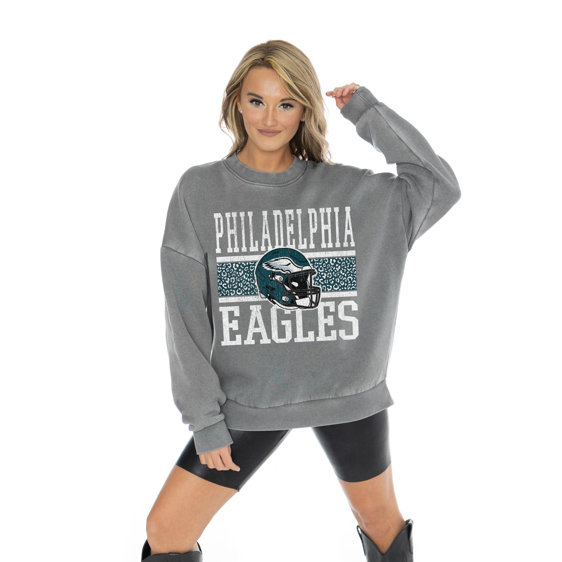 PHILADELPHIA EAGLES IN THE WILD VINTAGE WASH OVERSIZED CREWNECK FLEECE