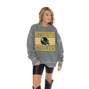 PITTSBURGH STEELERS IN THE WILD VINTAGE WASH OVERSIZED CREWNECK FLEECE