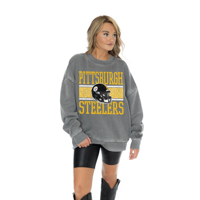 PITTSBURGH STEELERS IN THE WILD VINTAGE WASH OVERSIZED CREWNECK FLEECE