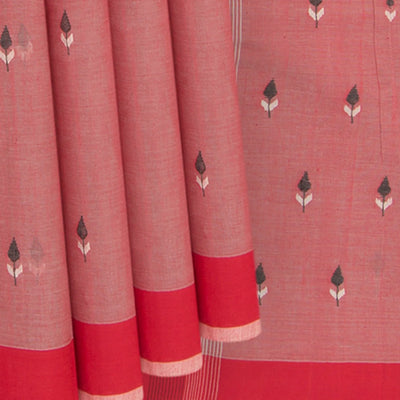 Rust Handwoven Uppada Cotton Saree