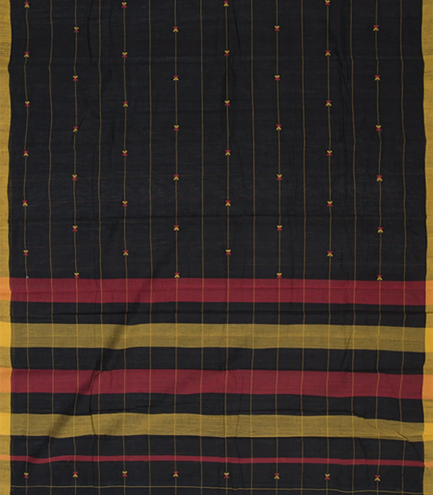 Black Handwoven Uppada Cotton Saree With Stripes