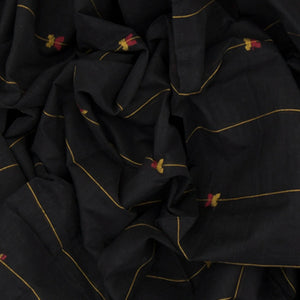 Black Handwoven Uppada Cotton Saree With Stripes