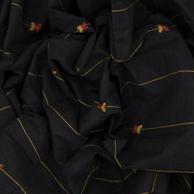 Black Handwoven Uppada Cotton Saree With Stripes
