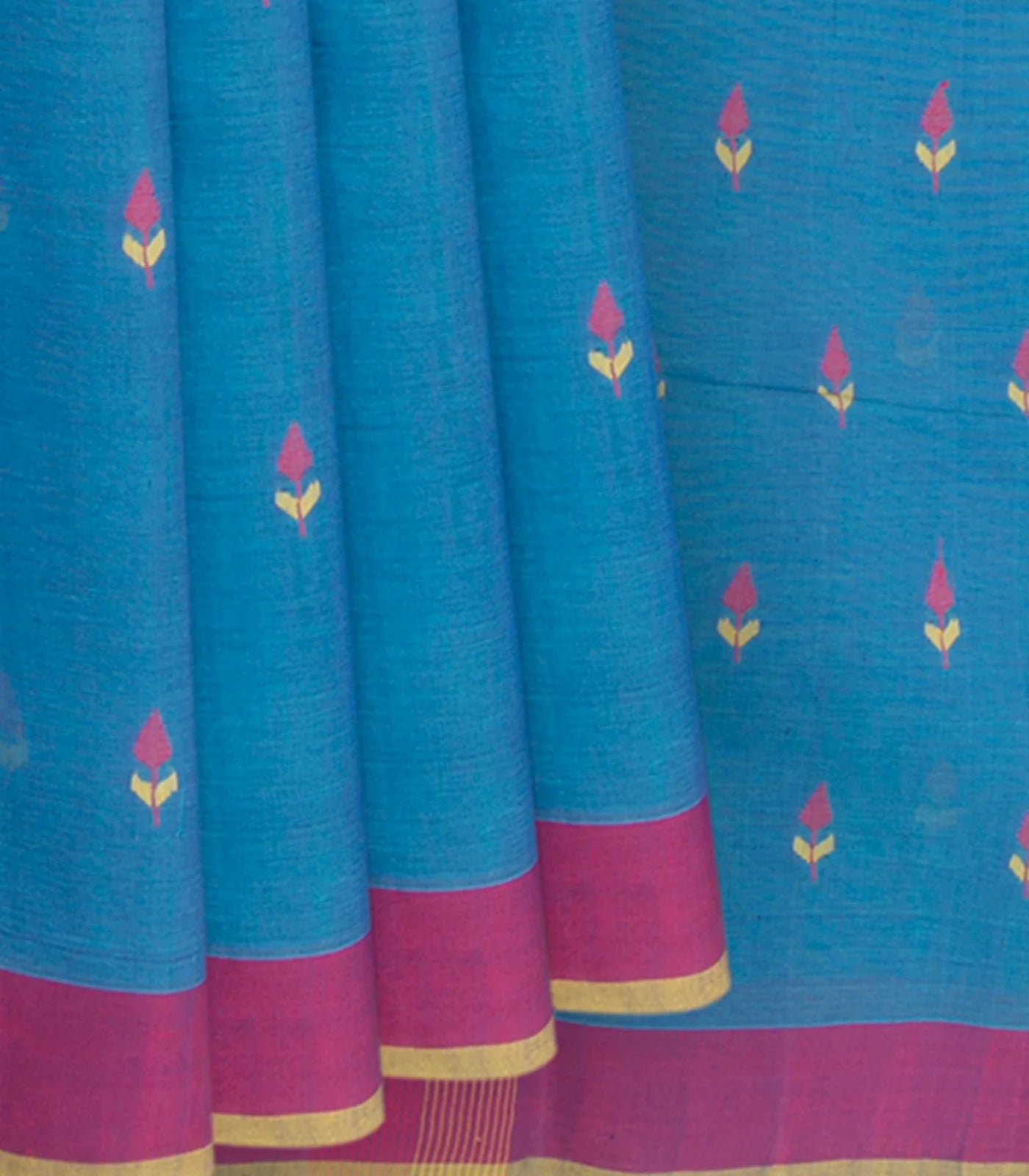 Blue Handwoven Uppada Cotton Saree With Floral Motifs
