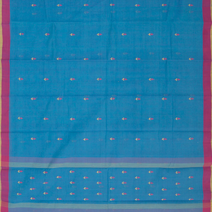 Blue Handwoven Uppada Cotton Saree With Floral Motifs