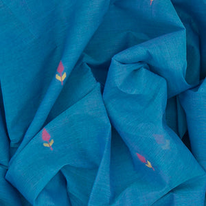 Blue Handwoven Uppada Cotton Saree With Floral Motifs