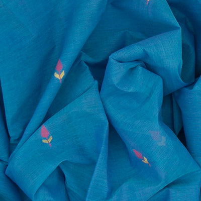 Blue Handwoven Uppada Cotton Saree With Floral Motifs