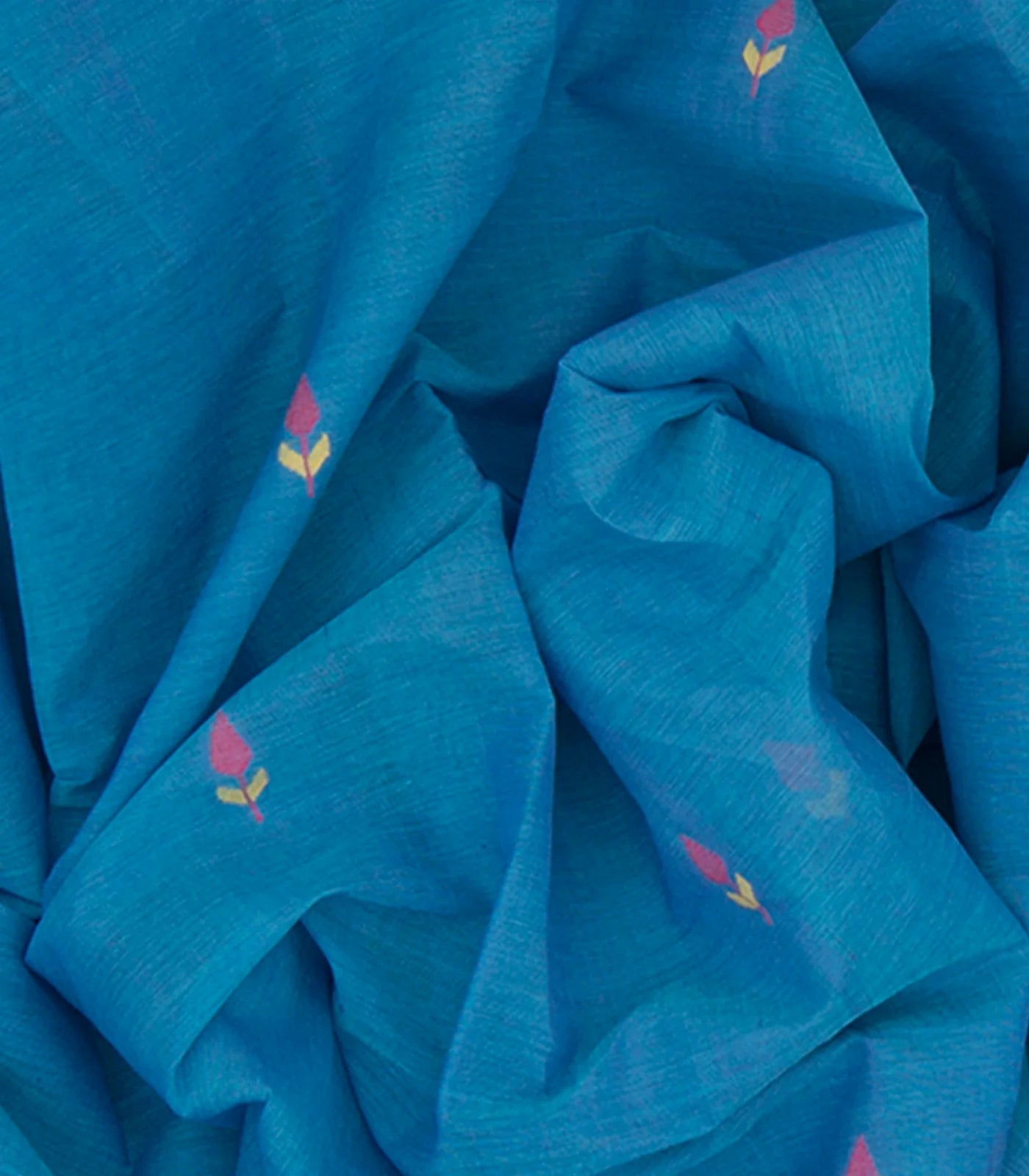 Blue Handwoven Uppada Cotton Saree With Floral Motifs