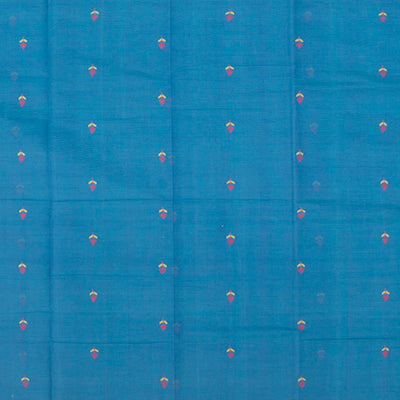 Blue Handwoven Uppada Cotton Saree With Floral Motifs
