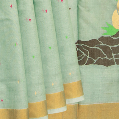 Light Green handwoven Uppada Cotton Saree