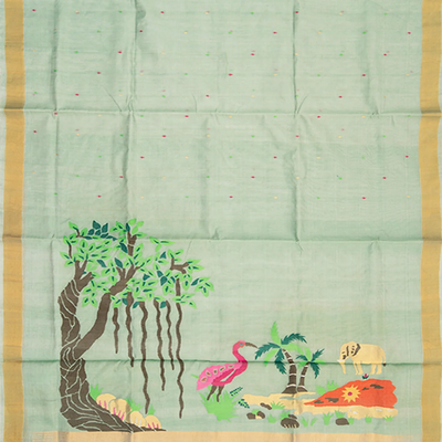 Light Green handwoven Uppada Cotton Saree