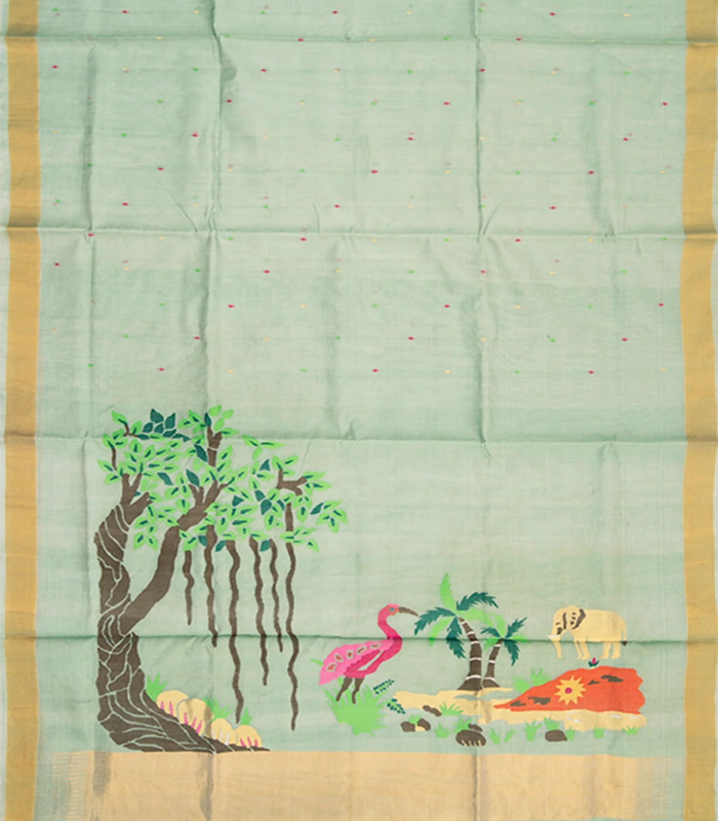 Light Green handwoven Uppada Cotton Saree