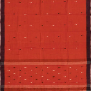 Red Handloom Uppada Cotton Saree With Maroon Border-Red