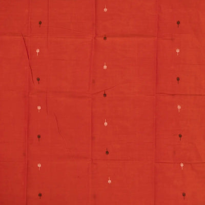 Red Handloom Uppada Cotton Saree With Maroon Border-Red