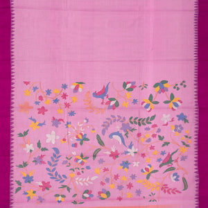 Baby Pink Handloom Uppada Khadi Cotton Saree-Baby Pink