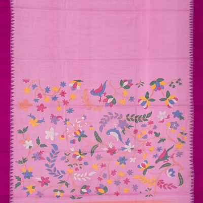 Baby Pink Handloom Uppada Khadi Cotton Saree-Baby Pink