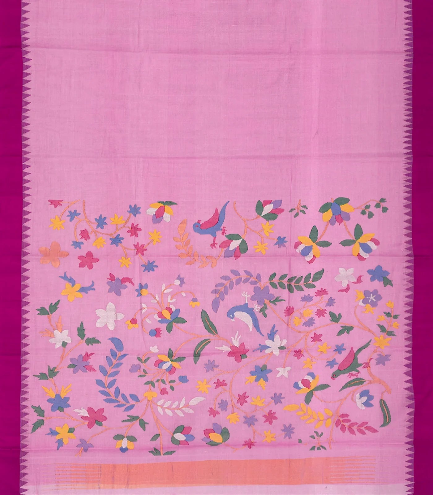 Baby Pink Handloom Uppada Khadi Cotton Saree-Baby Pink
