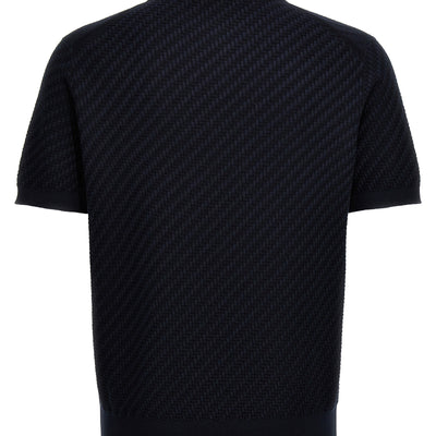 Brioni Woven Knit Polo Shirt