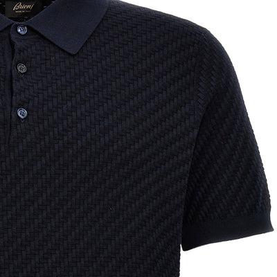 Brioni Woven Knit Polo Shirt