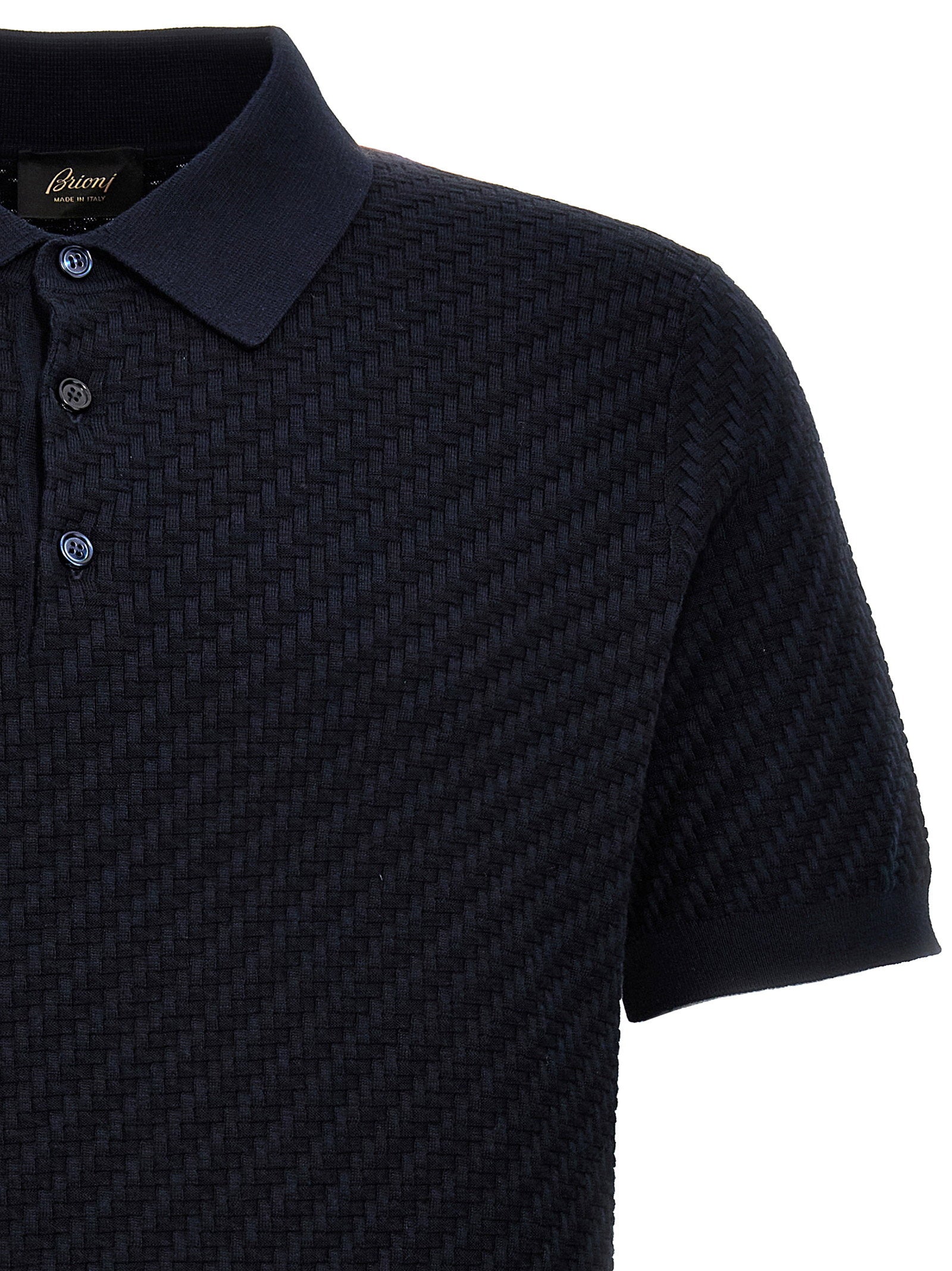 Brioni Woven Knit Polo Shirt