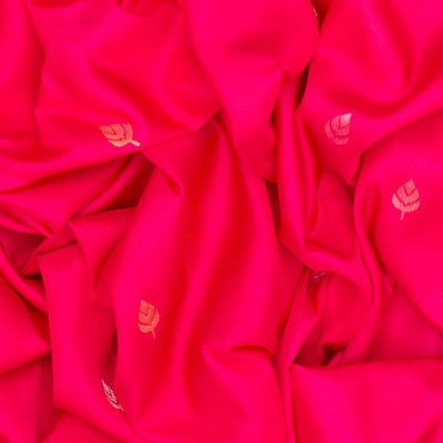 Pink Handloom Uppada Silk Saree With Floral Motif Buttas-Pink
