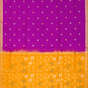 Purple Handloom Uppada Silk Saree With Floral Motif Buttas-Purple