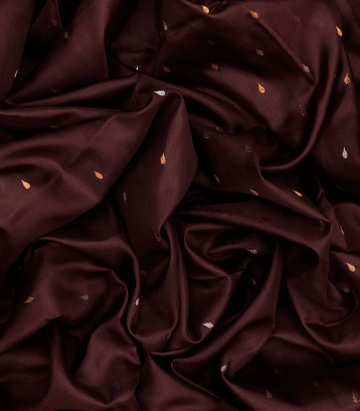 Dark Brown Handloom Uppada Silk Saree With Droplet Motifs-Dark Brown