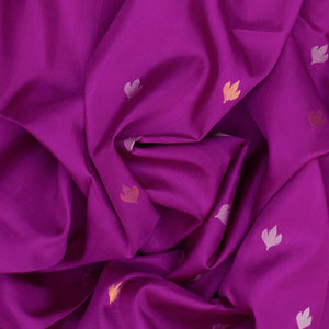 Purple Handloom Uppada Silk Saree With Floral Motif Buttas-Purple