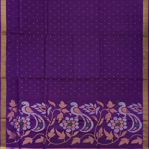 Purple Handloom Uppada Silk Saree With Droplet Motifs-Purple
