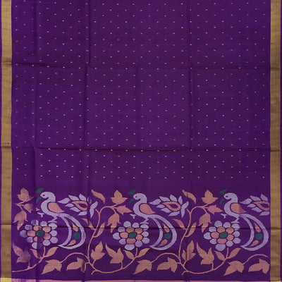 Purple Handloom Uppada Silk Saree With Droplet Motifs-Purple