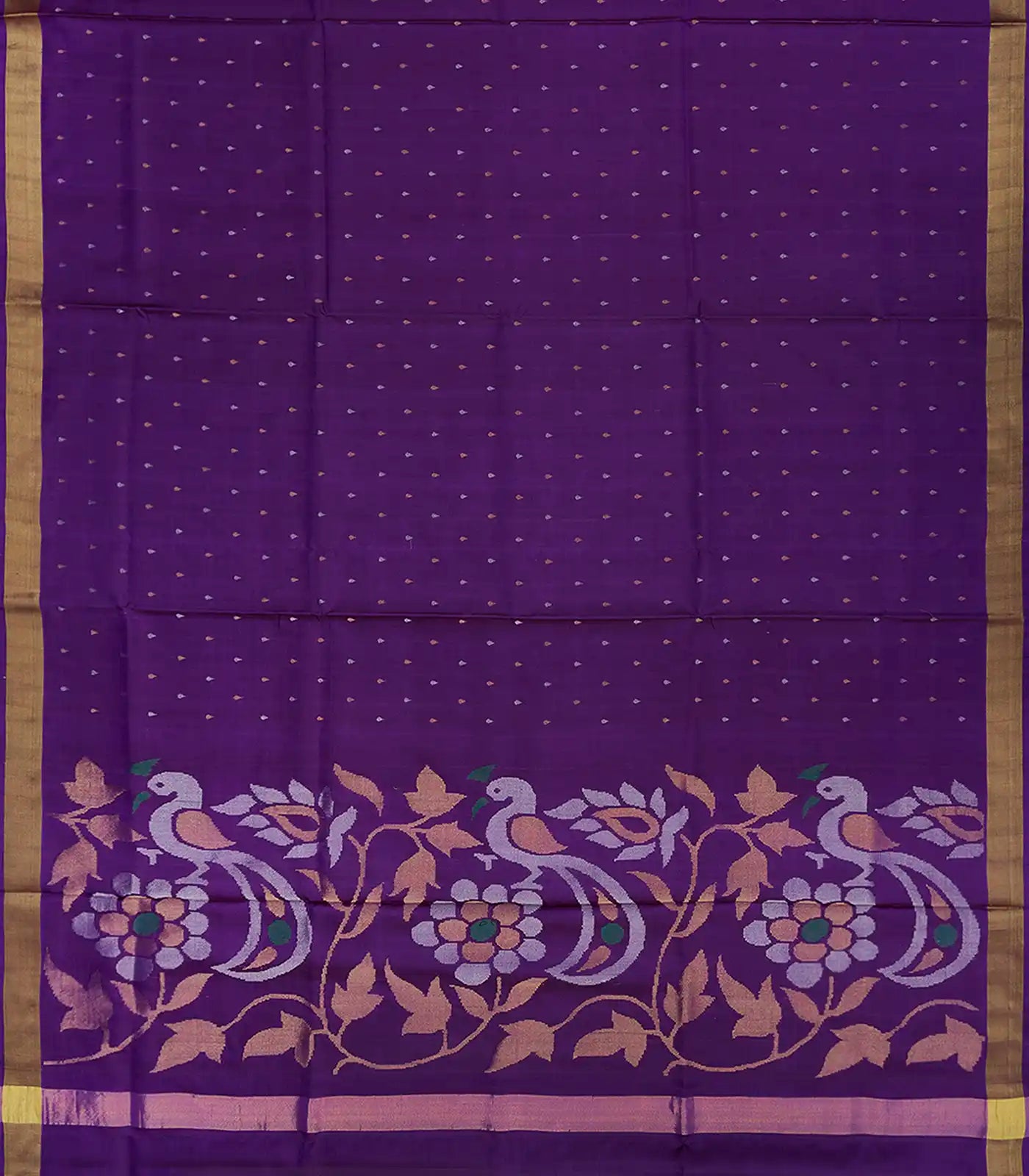 Purple Handloom Uppada Silk Saree With Droplet Motifs-Purple