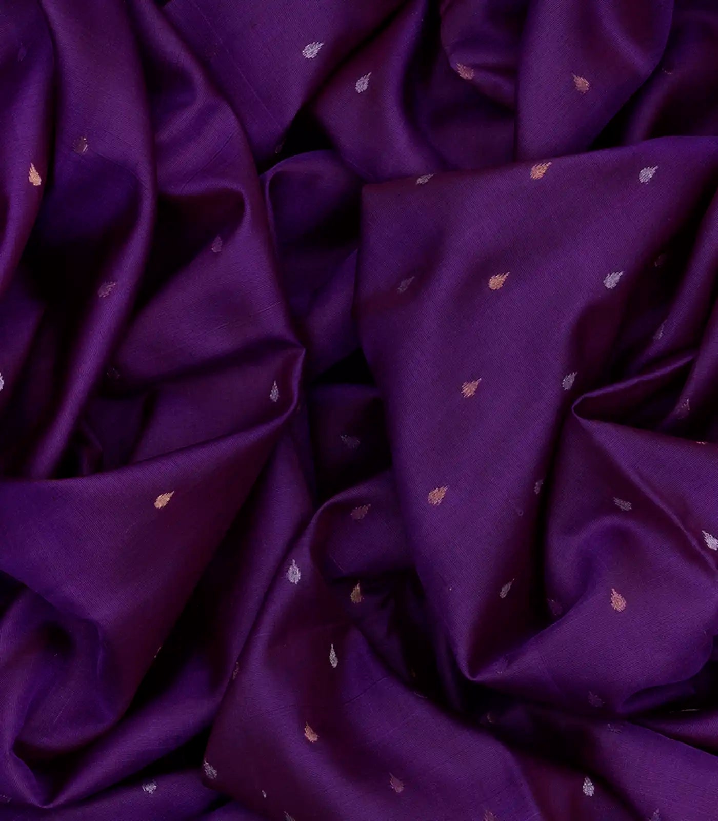 Purple Handloom Uppada Silk Saree With Droplet Motifs-Purple