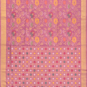 Lilac Handloom Uppada Silk Saree With Meenakari Floral Motifs-Lilac